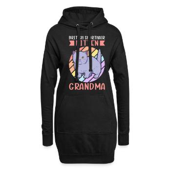 Grand-mère britannique à poil court | Cadeau maman chat - Sweat-shirt à capuche long Femme - noir - Devant