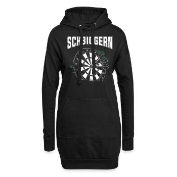 Dart Dart spielen, Schbiggern Fränkisch - Hoodie-Kleid - Schwarz - Vorne