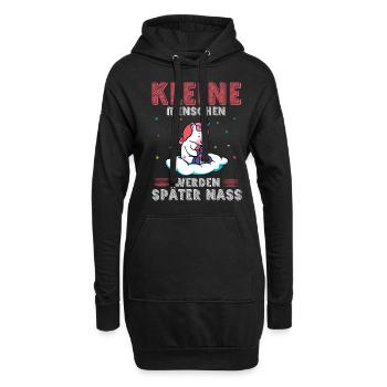 Einhorn Kleine Menschen werden später nass - Hoodie-Kleid - Schwarz - Vorne