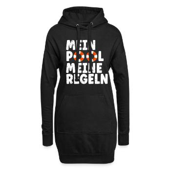 Rettungsschwimmer Bademeister Mein Pool Meine - Hoodie-Kleid - Schwarz - Vorne