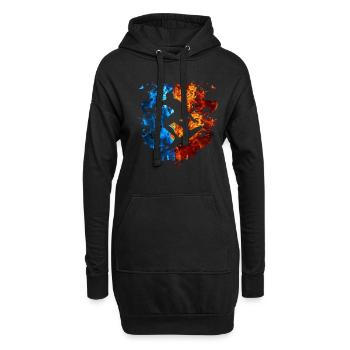 Surfen Rot Blau Feuer Surfer Sport Surfbrett - Hoodie-Kleid - Schwarz - Vorne