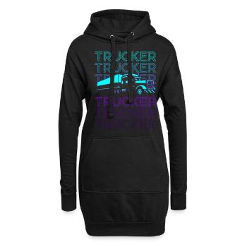 Trucker Lkw-Fahrer Retro - Hoodie-Kleid - Schwarz - Vorne