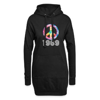 Hippie 1969 Peace Flower Power Cadeau d’amour - Sweat-shirt à capuche long Femme - noir - Devant