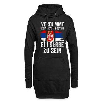Serbien Serbe Serbisches - Hoodie-Kleid - Schwarz - Vorne