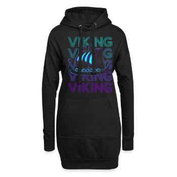 Navire Viking Longship Rétro - Sweat-shirt à capuche long Femme - noir - Devant
