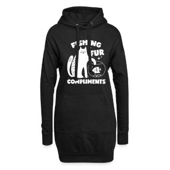 Katze und Fisch: Fishing For Compliments - Hoodie-Kleid - Schwarz - Vorne