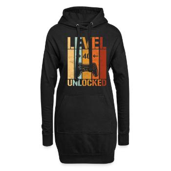 40e anniversaire Niveau 40 débloqué - Sweat-shirt à capuche long Femme - noir - Devant