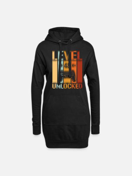 48th Birthday Level 48 unlocked - Hoodie Dress - black