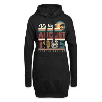 1985 Im August Geschenkidee - Hoodie-Kleid - Schwarz - Vorne