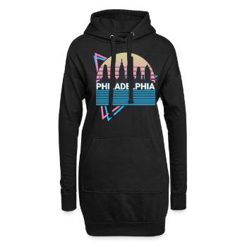 Philadelphie City Skyline Cityscape Rétro - Sweat-shirt à capuche long Femme - noir - Devant