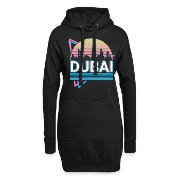 Dubai City Skyline Cityscape Rétro - Sweat-shirt à capuche long Femme - noir - Devant