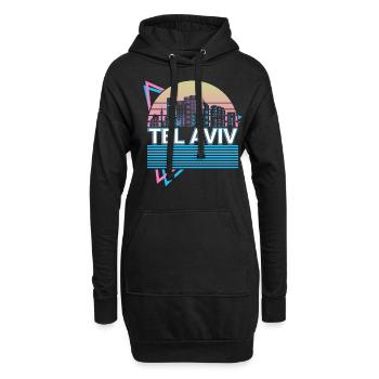 Tel Aviv City Skyline Cityscape Rétro - Sweat-shirt à capuche long Femme - noir - Devant
