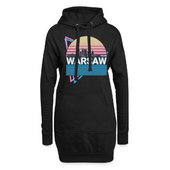 Varsovie City Skyline Cityscape Rétro - Sweat-shirt à capuche long Femme - noir - Devant