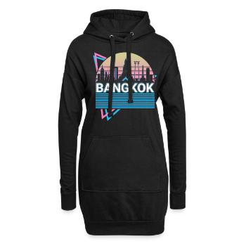 Bangkok City Skyline Cityscape Rétro - Sweat-shirt à capuche long Femme - noir - Devant