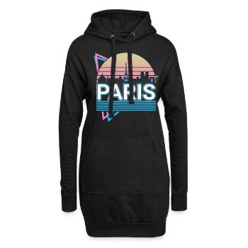 Paris City Skyline Cityscape Rétro - Sweat-shirt à capuche long Femme - noir - Devant