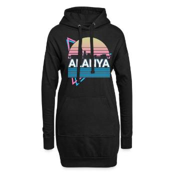 Alanya City Skyline Cityscape Rétro - Sweat-shirt à capuche long Femme - noir - Devant