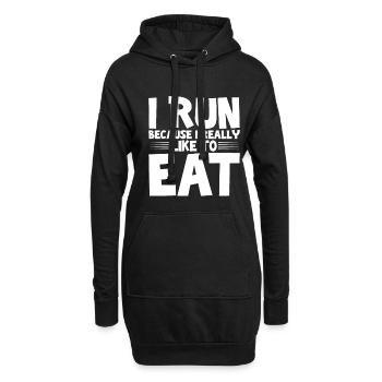 Je cours parce que j’aime vraiment manger 3 - Sweat-shirt à capuche long Femme - noir - Devant