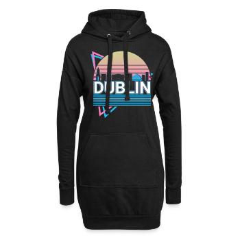 Dublin City Skyline Cityscape Rétro - Sweat-shirt à capuche long Femme - noir - Devant