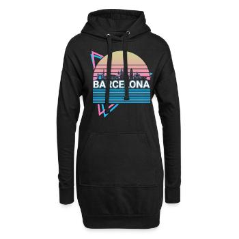 Barcelone City Skyline Cityscape Rétro - Sweat-shirt à capuche long Femme - noir - Devant
