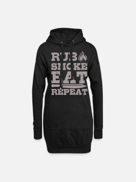 BBQ Grill RUB EAT REPEAT - Hoodie Dress - black