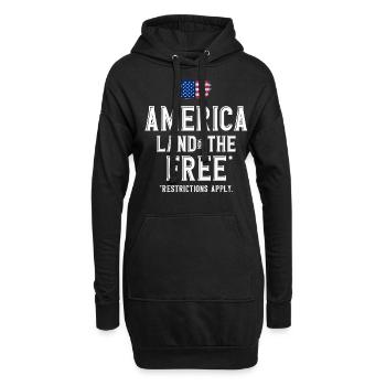 Amerika, Land Der Freien, Beschränkungen Gelten - Hoodie-Kleid - Schwarz - Vorne