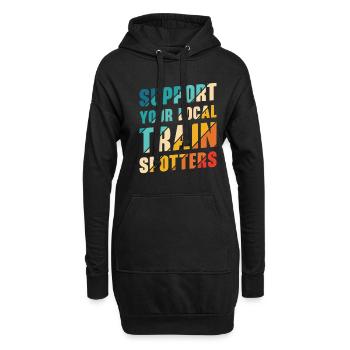 Train Trainspotter Locomotive Hobby Trainspotting - Sweat-shirt à capuche long Femme - noir - Devant