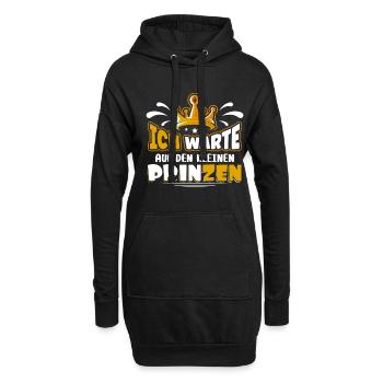 Ich warte auf den Prinzen - Hoodie-Kleid - Schwarz - Vorne