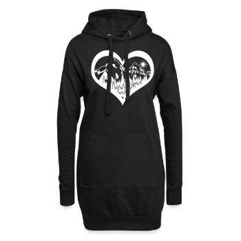 Wandern Herzchen Wald Berge Wanderung - Hoodie-Kleid - Schwarz - Vorne