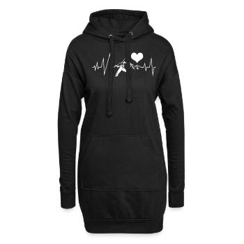 Wandern Herzchen Berg EKG Wanderung - Hoodie-Kleid - Schwarz - Vorne