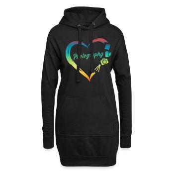 Photography Camera Lens - Hoodie-Kleid - Schwarz - Vorne