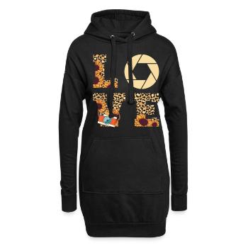 Photography Camera Lens Leopard - Hoodie-Kleid - Schwarz - Vorne