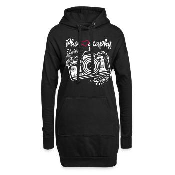 Photography Camera Lens Watercolor - Hoodie-Kleid - Schwarz - Vorne