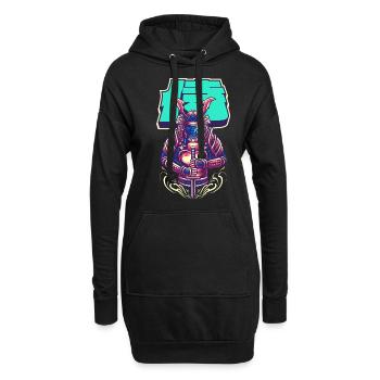 Cyborg Samurai Bushido-Krieger Cyber-Ästhetik - Hoodie-Kleid - Schwarz - Vorne
