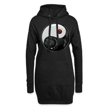 Cyborg Ying Yang Yin Yang Cyber Esthétique - Sweat-shirt à capuche long Femme - noir - Devant