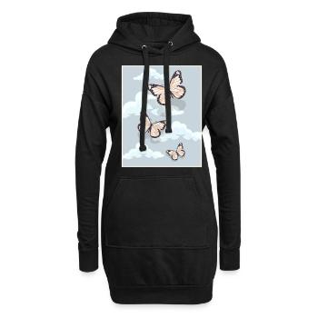 Dänische Pastell-Ästhetik Schmetterlinge - Hoodie-Kleid - Schwarz - Vorne