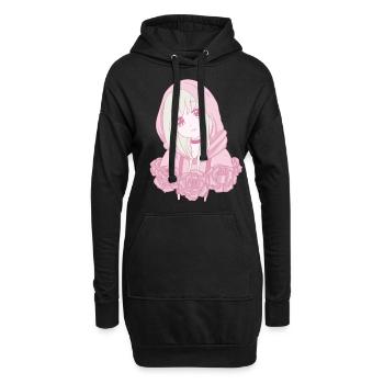 Dänisch Pastell Ästhetisch Traurig Anime Mädchen R - Hoodie-Kleid - Schwarz - Vorne