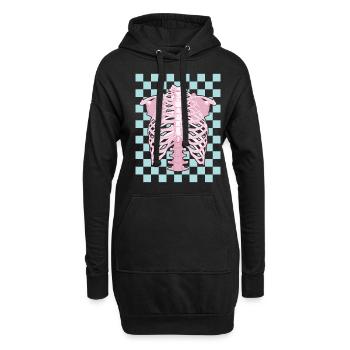 Dänischer Pastell-Ästhetischer Rippenkäfig Skelett - Hoodie-Kleid - Schwarz - Vorne