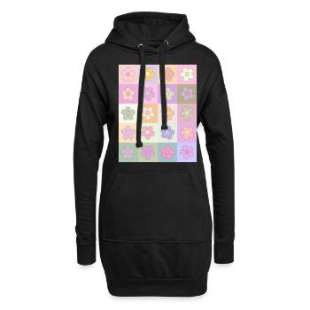 Dänische Pastell-Ästhetik Retro-Blumen-Muster - Hoodie-Kleid - Schwarz - Vorne