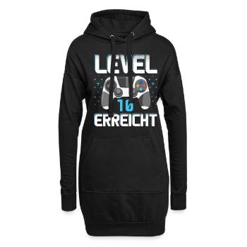 Level 10 Erreicht Gamer - Hoodie-Kleid - Schwarz - Vorne