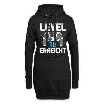 Level 12 Erreicht Gamer - Hoodie-Kleid - Schwarz - Vorne