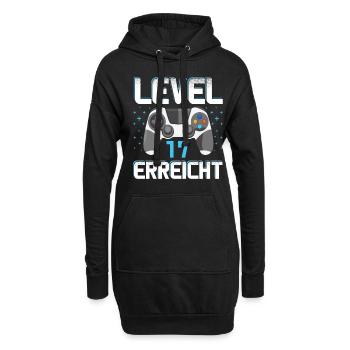 Level 17 Erreicht Gamer - Hoodie-Kleid - Schwarz - Vorne