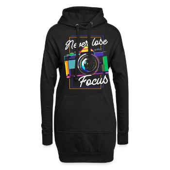 Photography Camera Lens Retro - Hoodie-Kleid - Schwarz - Vorne