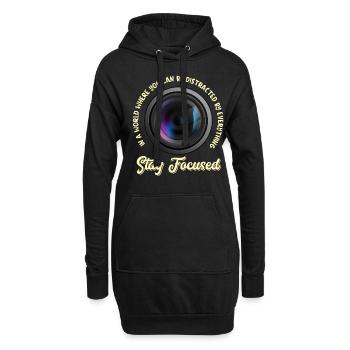 Photography Camera Lens Retro In A - Hoodie-Kleid - Schwarz - Vorne