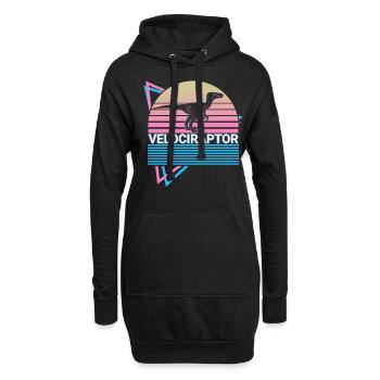 Velociraptor Dinosaurier Retro - Hoodie-Kleid - Schwarz - Vorne