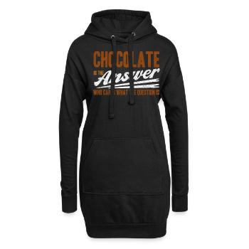 Schokolade Ist Die Antwort, Wen Kümmert Die Frage - Hoodie-Kleid - Schwarz - Vorne