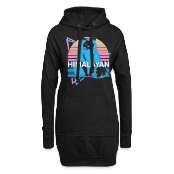 Chat de l’Himalaya Rétro - Sweat-shirt à capuche long Femme - noir - Devant