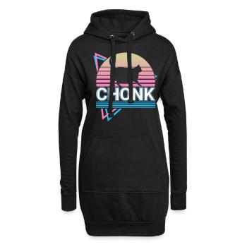 Chonk Katze Retro - Hoodie-Kleid - Schwarz - Vorne