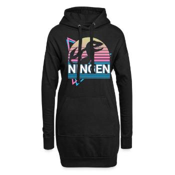 Ningen Kryptide Kryptozoologie Retro - Hoodie-Kleid - Schwarz - Vorne