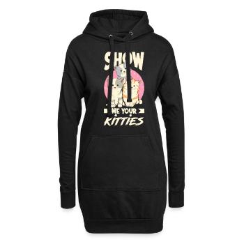 Katzen - Hoodie-Kleid - Schwarz - Vorne