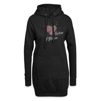 Pflege mit Herz Geschenk für die Pflegerin - Hoodie-Kleid - Schwarz - Vorne